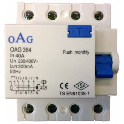 OAG 4X25A 300mA Kaçak Akım Koruma Rölesi OAG362-300425 - 2