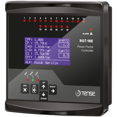 Tense 18 Kademe 3 Faz Reaktif Güç Kontrol Rölesi. Jeneratör Kompanzasyon RGT-18E - 1