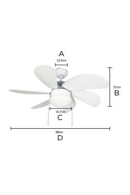 Vanti KCF281 60W 30 inç Ahşap Altı Kanatlı Lambalı İpli Tavan Vantilatörü Beyaz - 2